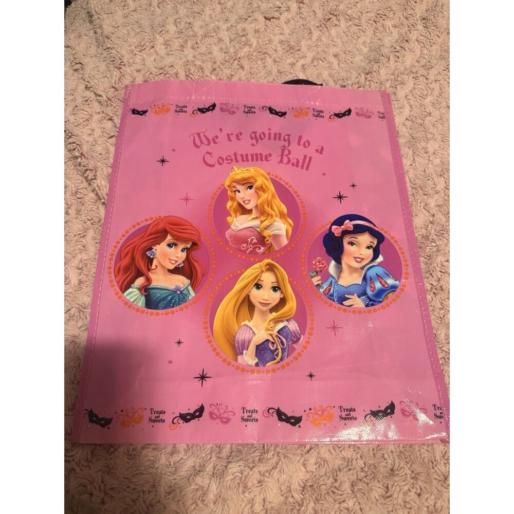 Disney Store Reusable Shopping Tote Blue Princess Sack Carry Bag Halloween Mask